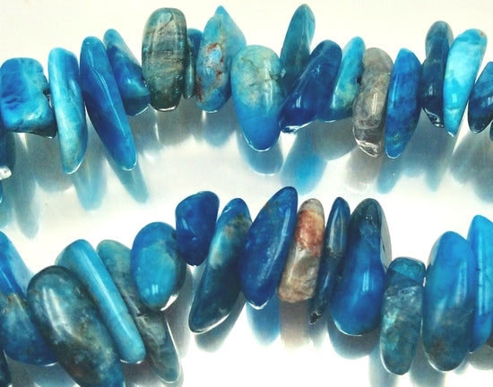 Beautiful Long Ocean Blue Apatite Tooth Beads