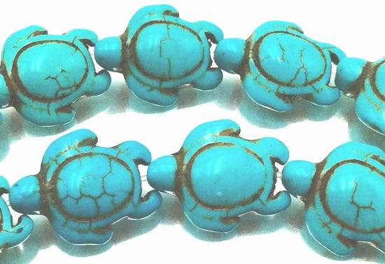 25 Lovely Little Tortoise Blue 18mm Howlite Beads