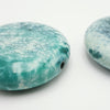 3 Large Aqua-Green Crab Fire Agate Button Beads - 38mm x 39mm