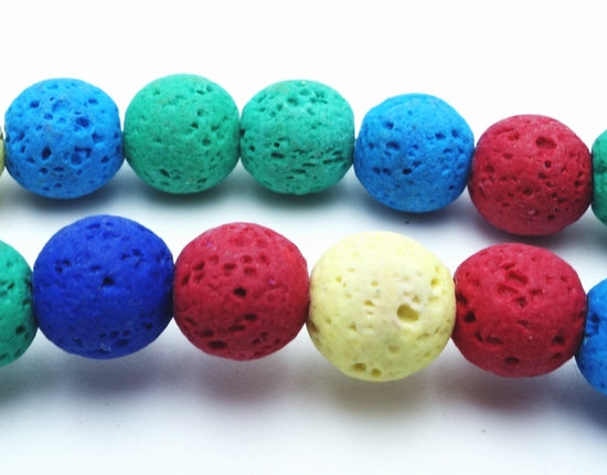 Beautiful Matte Rainbow Colour Lava Beads - 6mm or 8mm