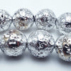 Glittering Silver Colour 8mm Electro-Plated Lava Beads