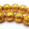 Shiny Gold 8mm Electro-Plated Lava Beads