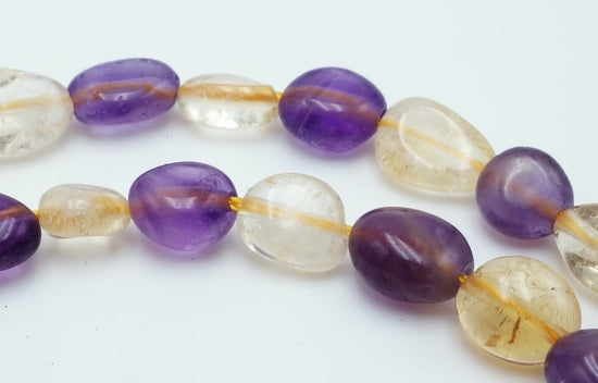 Stunning Yellow Citrine and Purple Amethyst Small Nugget Beads