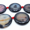 Grand Flat Agate Button Knotted Bead String - Large 30mm x 6mm