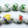 Finely Crafted Porcelain Flower Painted Barrel Beads