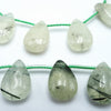 Lush Green Prehnite  Flat Teardrop/ Briolette  Beads