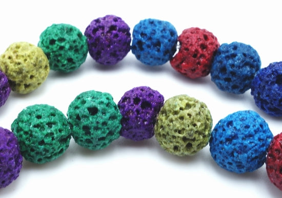 Bright Summer Colours Lava Beads - 7mm
