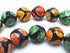 Exquisite 12mm Faceted Orange and Green Agate Football Beads