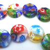 Vibrant Colour Flat Button 10mm Millefiori Beads