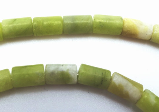 60 Delicate Taiwan Jade Tube Beads - 6mm x 4mm