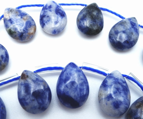Lovely Blue Sodalite Small Flat 12mm Teardrops Beads