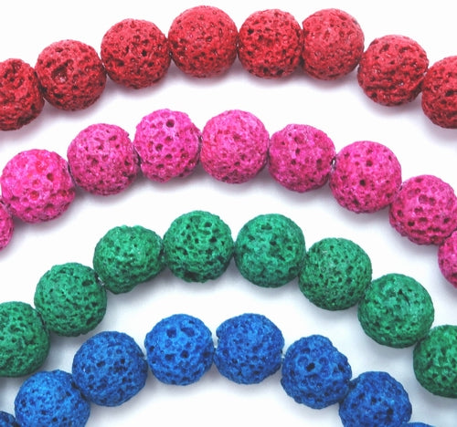 Vibrant Colours 8mm Lava Bead String