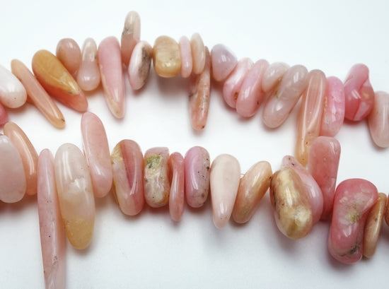 98 Long Dramatic Pink Opal Icicle Beads