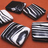 Beautiful Black and White Zebra Calsilica Square Beads