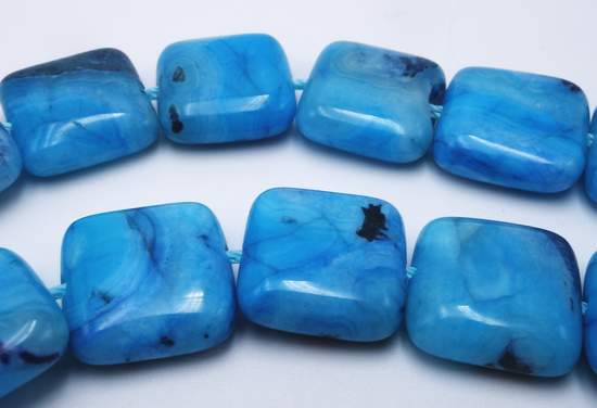 Sleek Larimar Blue Crazy Lace Agate 14mm Square Beads