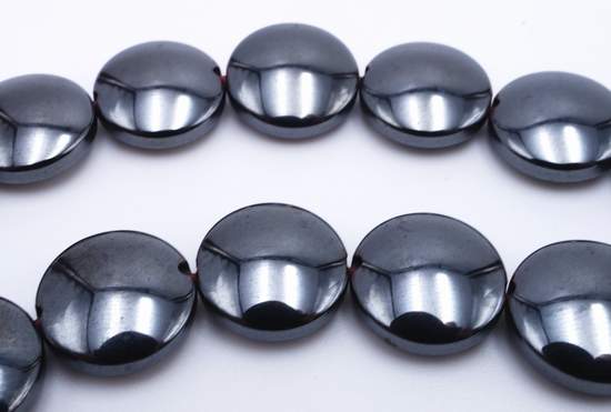 Sleek Shiny Hematite Button Beads - 10mm x 4mm