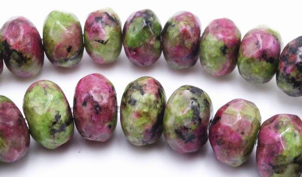 Glamorous Faceted Ruby Zoisite Rondelle Beads