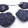 5 Passionate Carved Matte Black Onyx Flower Beads