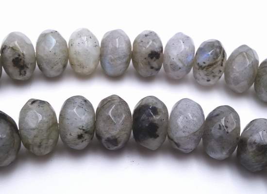 Mystical Faceted Grey Labradorite Rondelle Beads