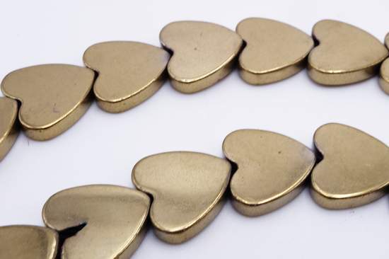 47 Lovely Gold Hematite Heart Beads