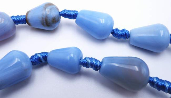 Lovely Cornflower Blue Banded Agate Teardrop Beads