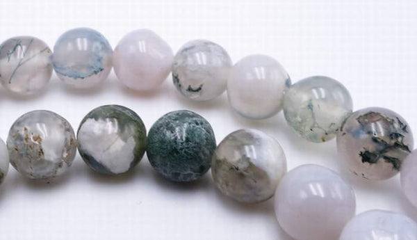 Lovely Green Dendritic Agate Beads - 4mm, 6mm or 8mm