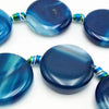 Superb Deep Marine Blue Banded Agate Button Beads - 25mm x 6mm