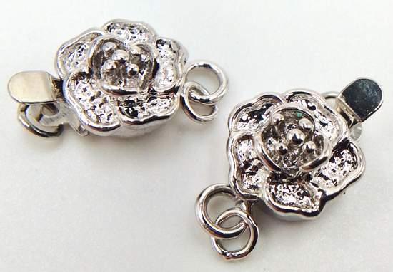 5 Silver -Tone Flower Necklace Clasp