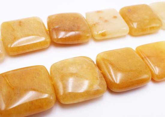 Lovely Yellow Jade 14mm Square Beads