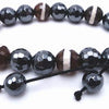 Lovely Faceted Hematite and Agate Bead Bracelet - Heavy!