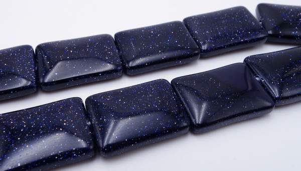Sleek Starry Bluestone Rectangle Beads
