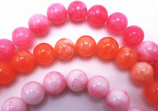 Delicate 8mm Malay Jade Beads- Blush pink, Papaya Orange and Verbena