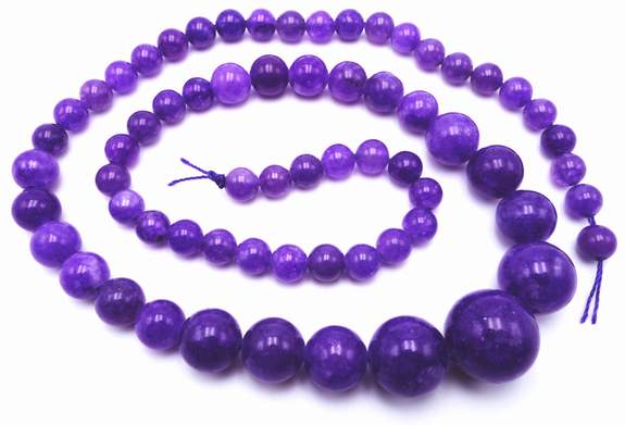 Seductive Violet Graduated Malay Jade Beads