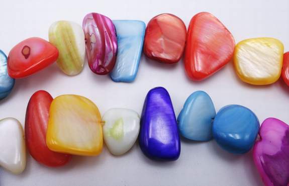 Medley of Colours Mother-Of-Pearl Shell Free-form Cut Beads