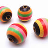 15mm Summer Carnival Red, Pink & Green Wooden Beads - Large Hole