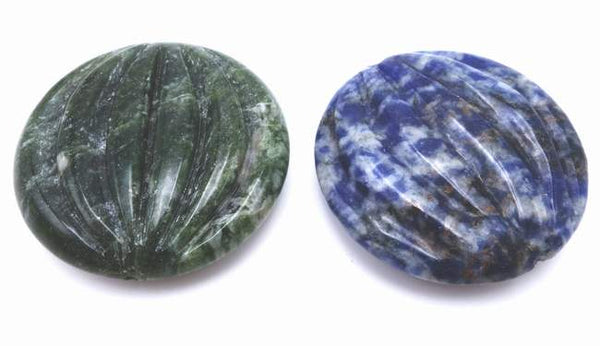 Exquisite Hand Carved Green Tree Agate or Sodalite Focal Beads