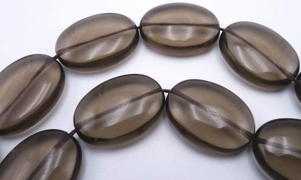 Sleek 8 Smoky Quartz Oval Beads