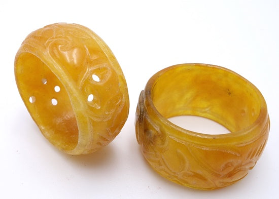 Superb Carved Golden Yellow Jade Ring
