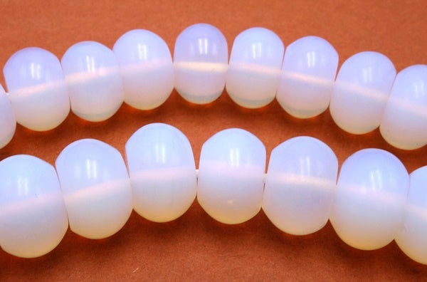 Splendid White Opaline Glass Big Rondell Beads - Large 12mm