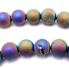 Sleek  Peacock Purple Blue and Gold Electroplated Druzy Beads- 8mm or 6mm