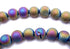 Sleek  Peacock Purple Blue and Gold Electroplated Druzy Beads- 8mm or 6mm