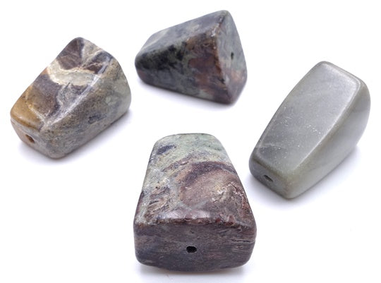 5 Dazzling Rounded Trapezoid Silver Mist Jasper Beads - Large 18mm