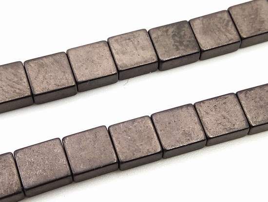 95 Delicate Dark Grey Small Block Tile Hematite Beads