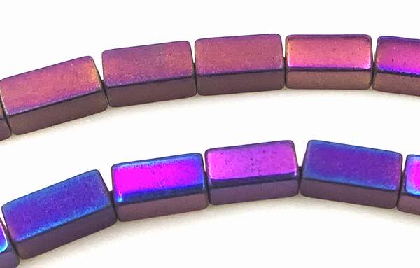 97 Sleek Dark Purple Small Cuboid Hematite Beads