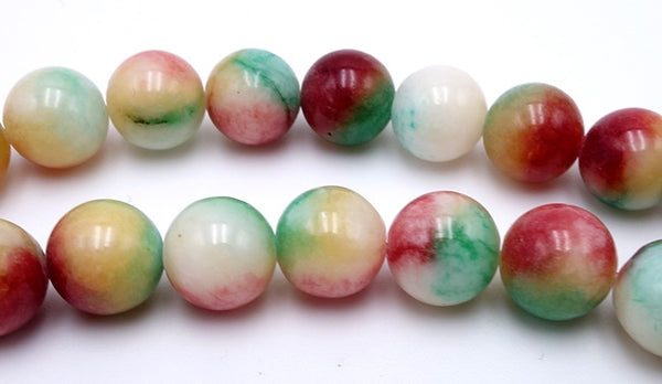 Vibrant 8mm Multi Colour  Malay Jade Beads