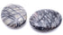 2 Big Shiny Oval Grey Picasso Jasper Beads