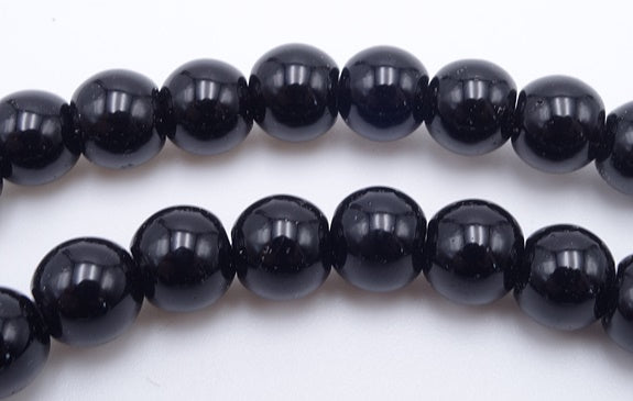 Devil Black Shiny Round Glass Beads - 6mm or 4mm