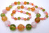 Faceted Graduated Knotted Citrine, Rose Quarts and Green Quartz Beads