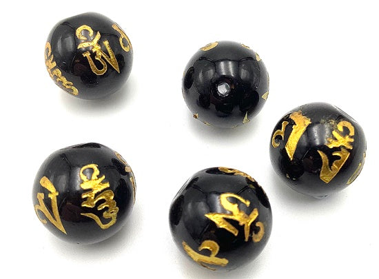 6 Amazing 14mm Black Onyx Buddhist Prayer Beads