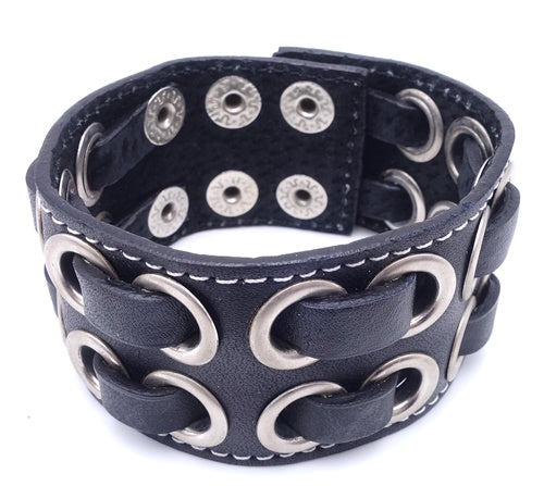 Sleek Chunky Black Leatherette Bracelet